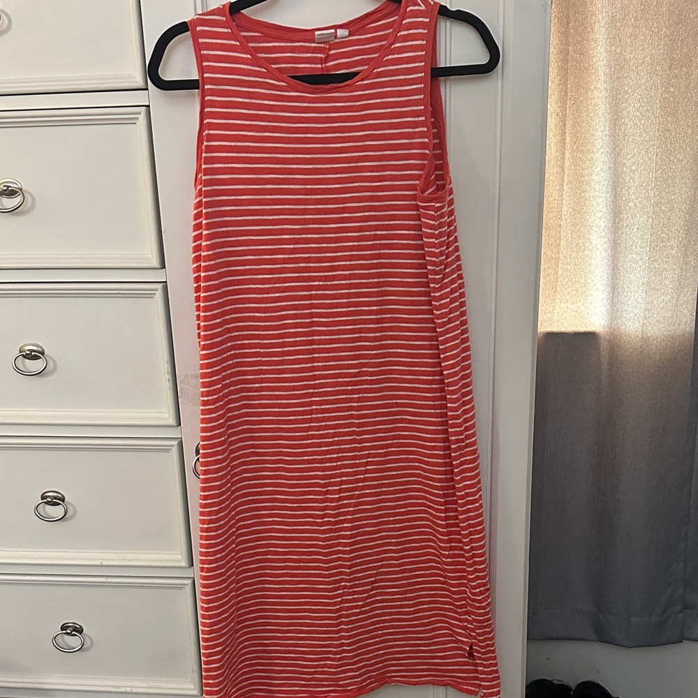GAP Red and White Striped Midi Dress